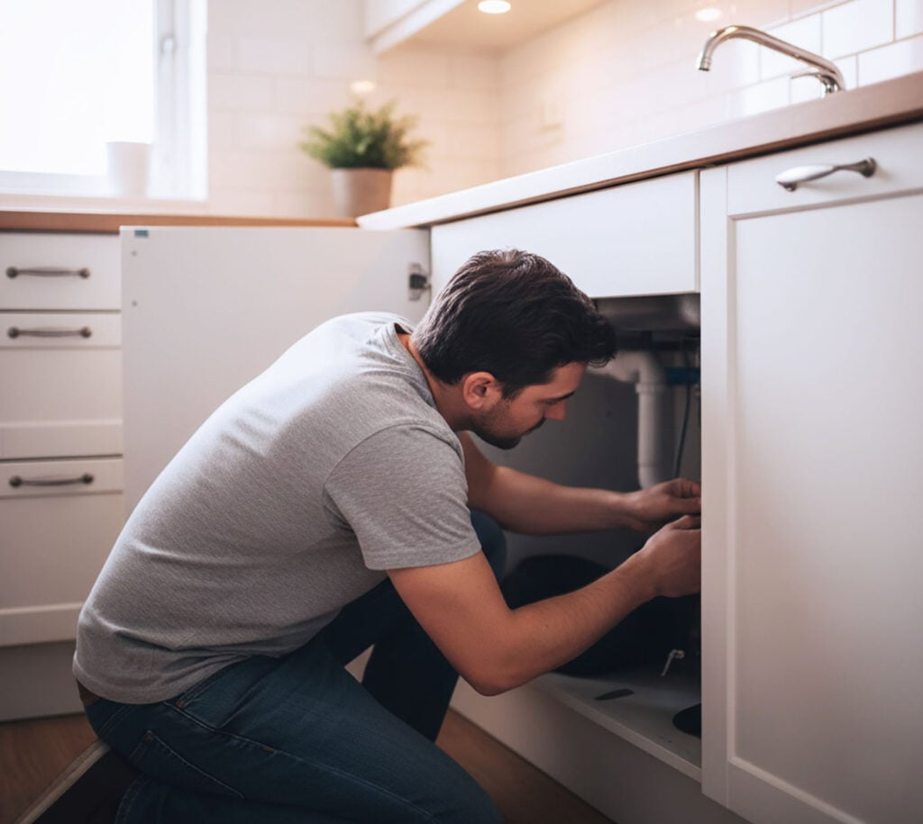 Keittiön viemäriputken asennus.