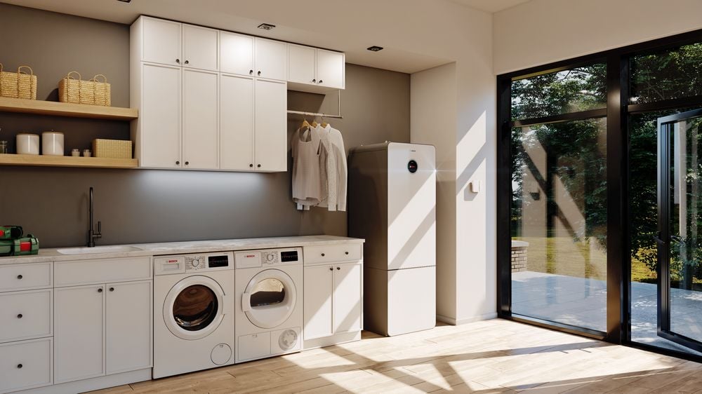 Maalämpöpumppu asennettuna.